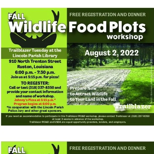 Fall Wildlife Food Plot Workshop Set for August 2 in Ruston