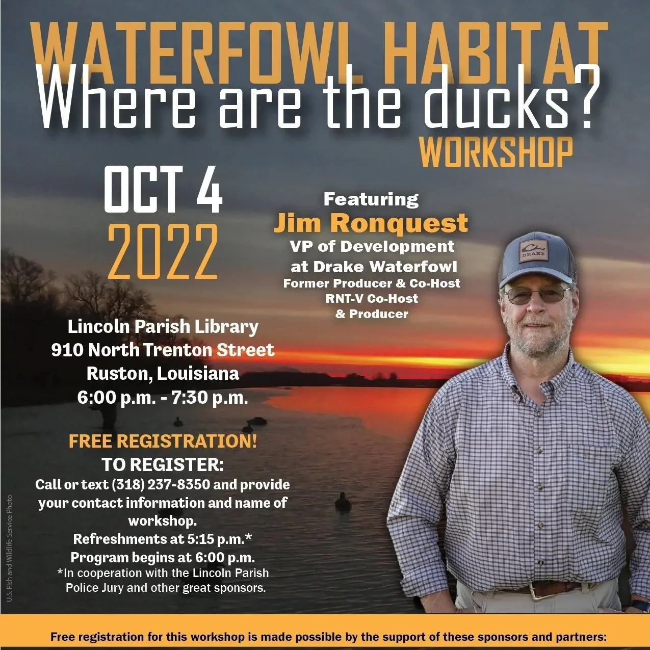 Waterfowl Habitat Workshop Set for October 4 in Ruston