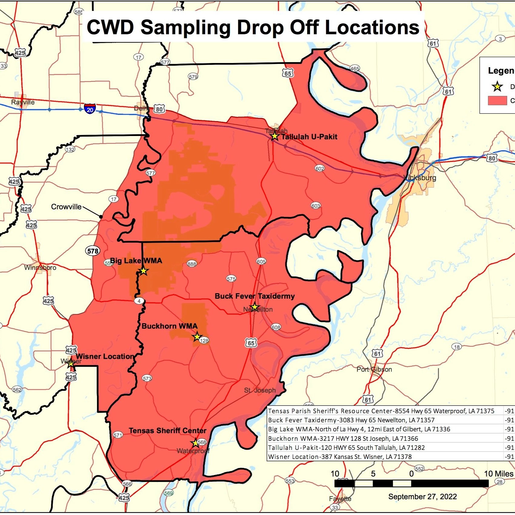LDWF to Provide CWD Testing Drop-off Locations in Franklin, Madison and Tensas Parishes This Hunting Season