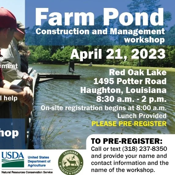 Free Farm Pond Workshop April 21 Near Haughton