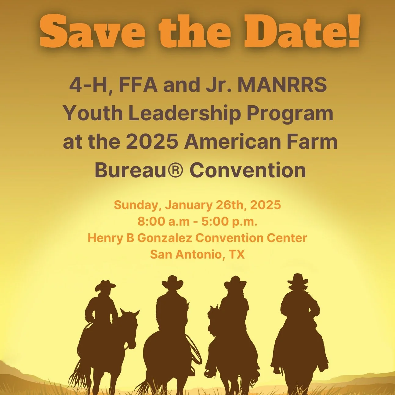 Save the Date – AFBF25 4-H, FFA &amp; Jr. MANRRS Youth Leadership Program