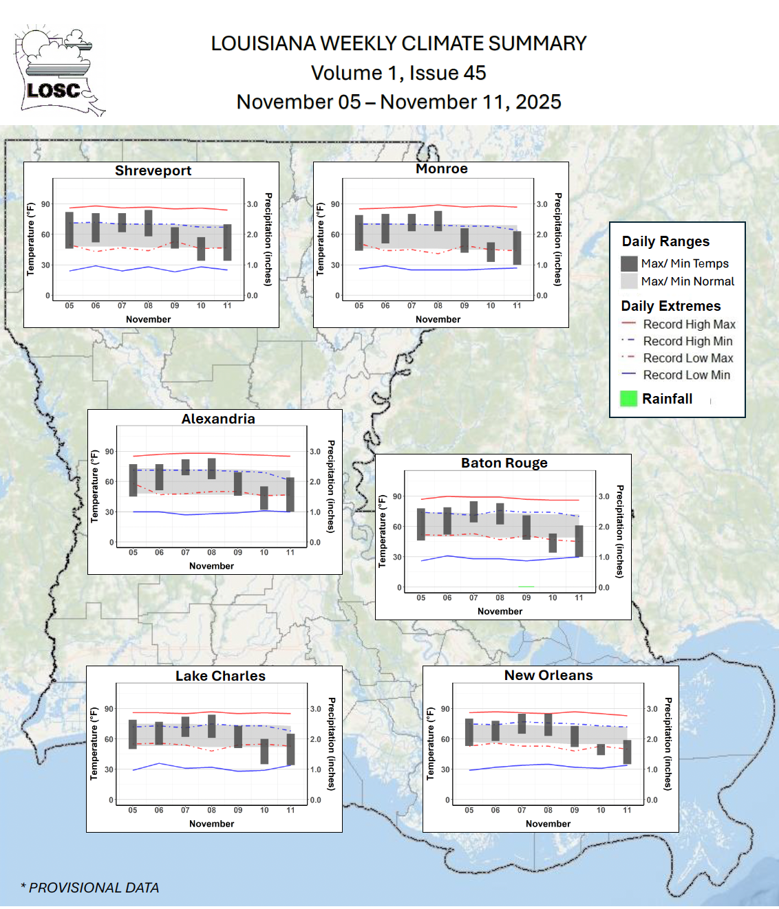 Louisiana Weekly Climate Summary -- November 05 – November 11, 2025