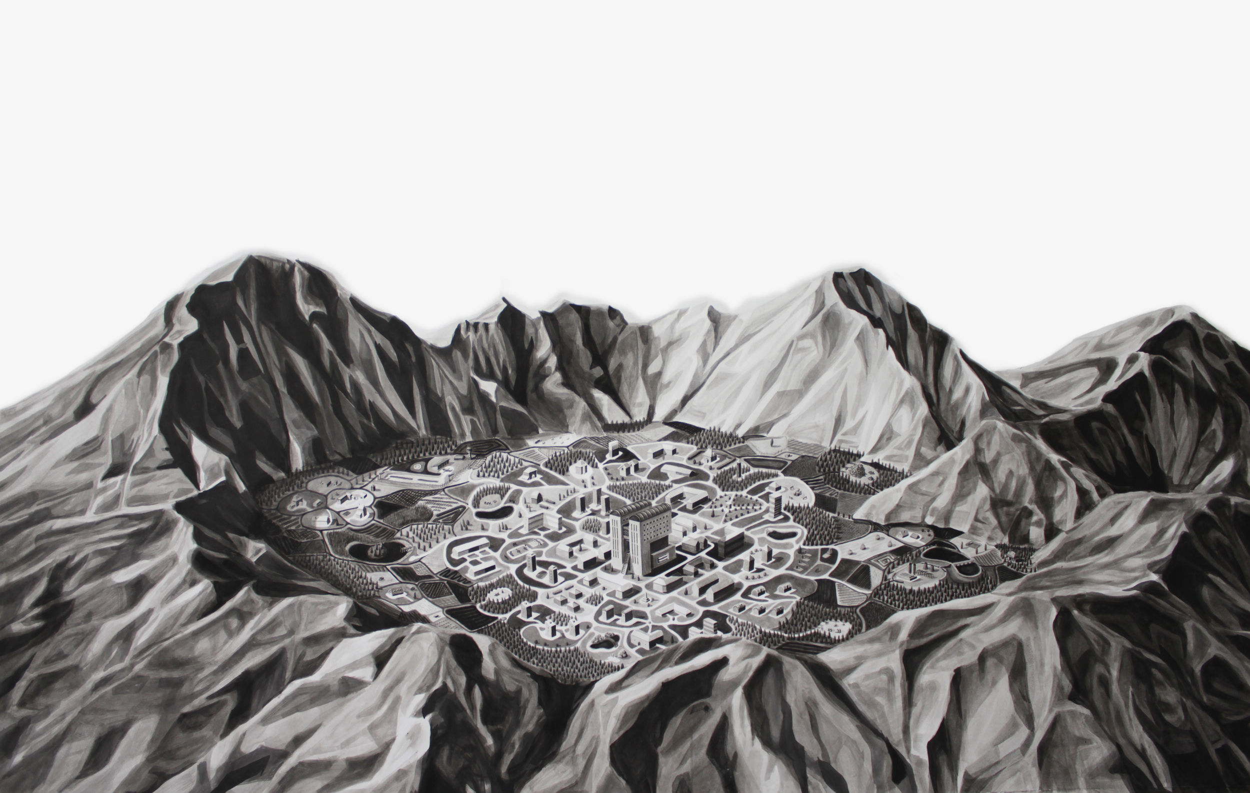 City in Volcanic Crater