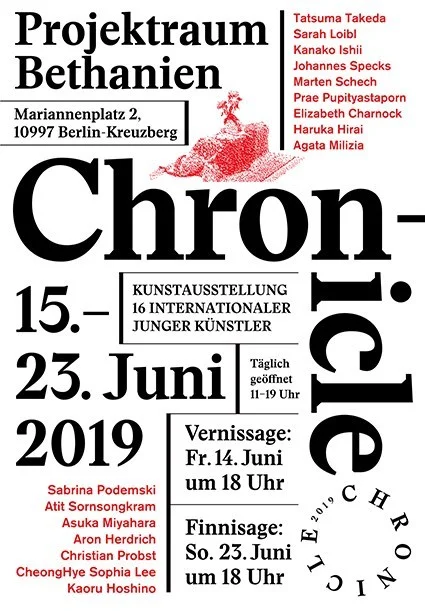 Chronicle Group exhibition at Projektraum Bethanien , Berlin-Kreuzberg Opening evening Friday 14.06.2019 from 6pm. Runs until Sunday 23.06.2019