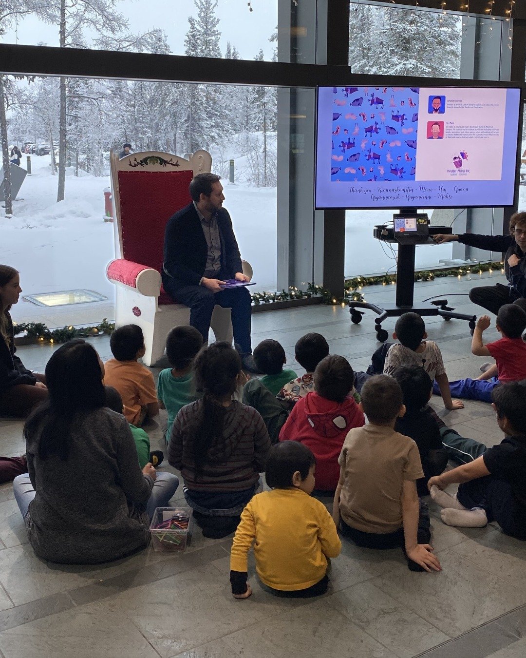 It's always a treat to sit in Santa's Throne and read a Christmas carol to Yellowknife kindergartners as part of the Legislative Assembly's amazing Kinder Trees program.🎄🎄🎄
This year was even more fun because I got to read Lemming&rsquo;s First Ch
