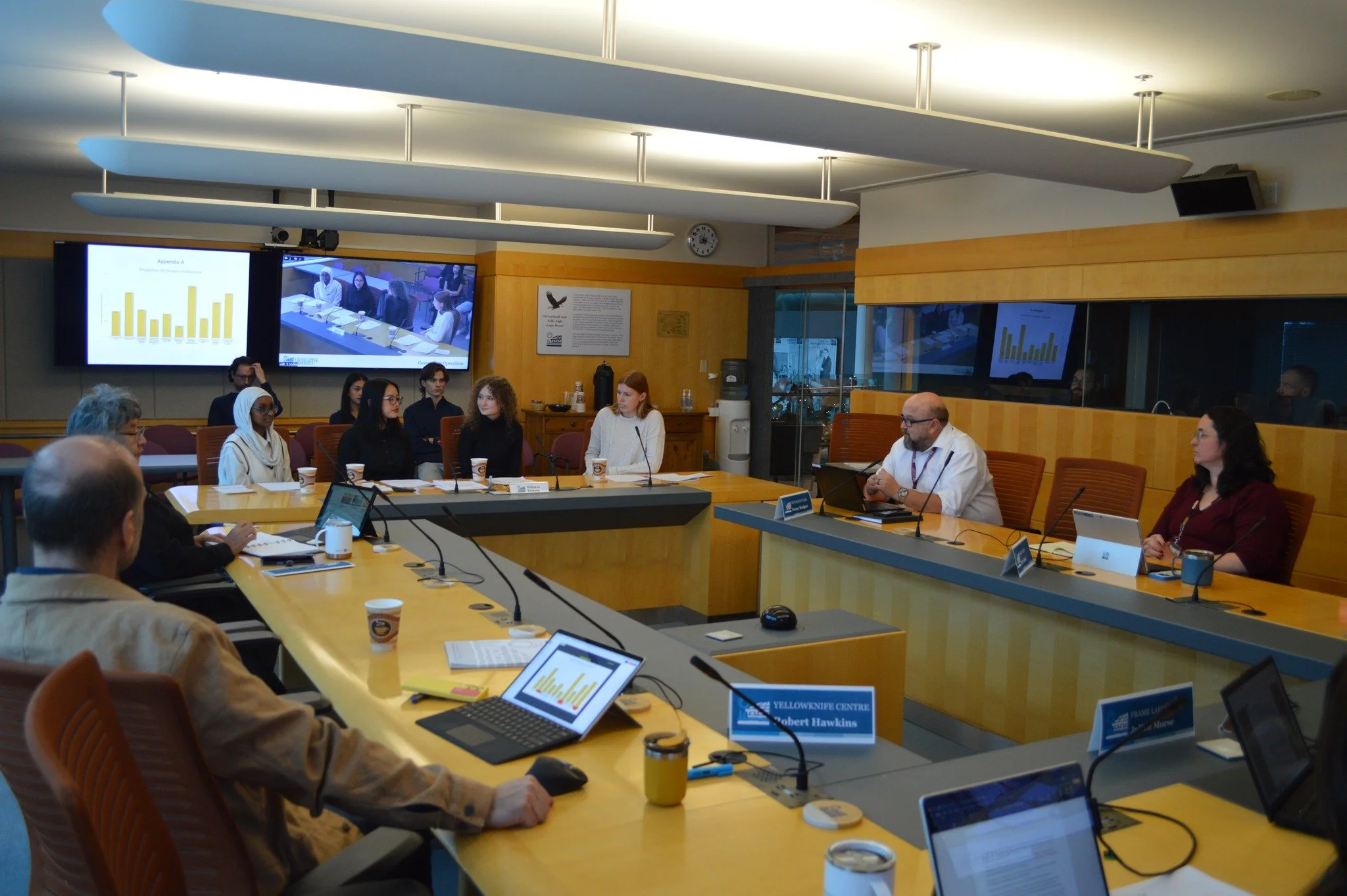 Yesterday, the Standing Committee on Government Operations received a presentation from Sir John Franklin High School's Social Studies Club on our review of the NWT Heritage Fund. Committee made a point of writing NWT high schools to hear from youth 