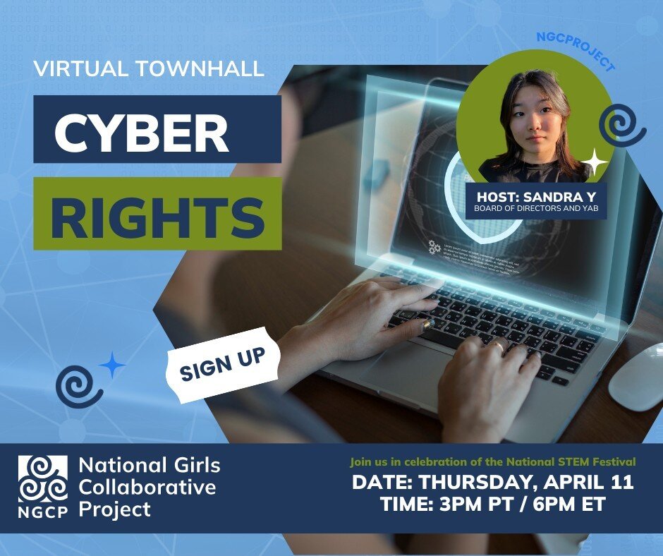 Join NGCP for Cyber-Rights: A Virtual Town Hall Event happening Thursday, April 11 at  5 p.m. CT. Cyber-Rights is your one-stop shop to inform and inspire whether you're a teenager navigating an interconnected world or a tech professional seeking new