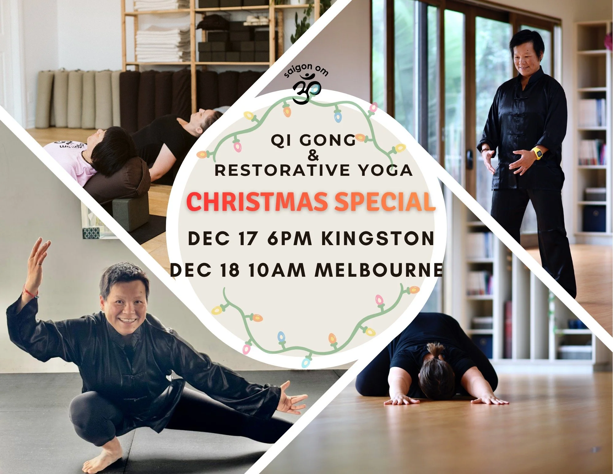 🎄Christmas Special: Virtual Qi Gong &amp; Restorative Yoga 🎄

Join Hang to invite a calm way to move through the holiday season. Whether you&rsquo;re greeting the day or winding it down, this one-hour gentle class begins with flowing Qi Gong moveme
