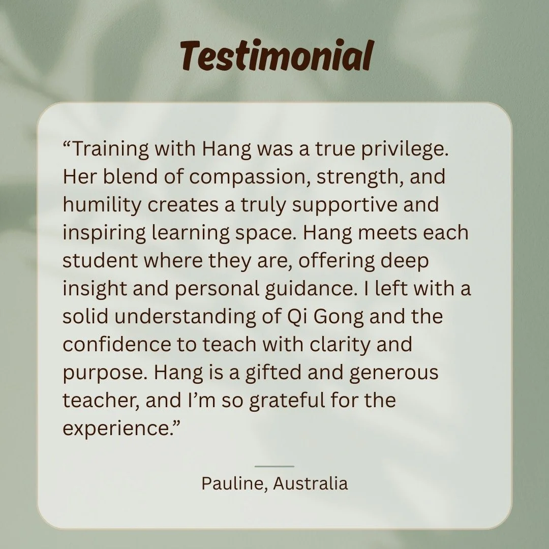 We love the way that Qi Gong ripples out into the world after our Qi Gong Teacher Trainings. Thank you for your beautiful words, Pauline. 

Curious to learn more and join us in Vietnam this August? 🇻🇳

Link in bio to learn more and sign up @saigon_