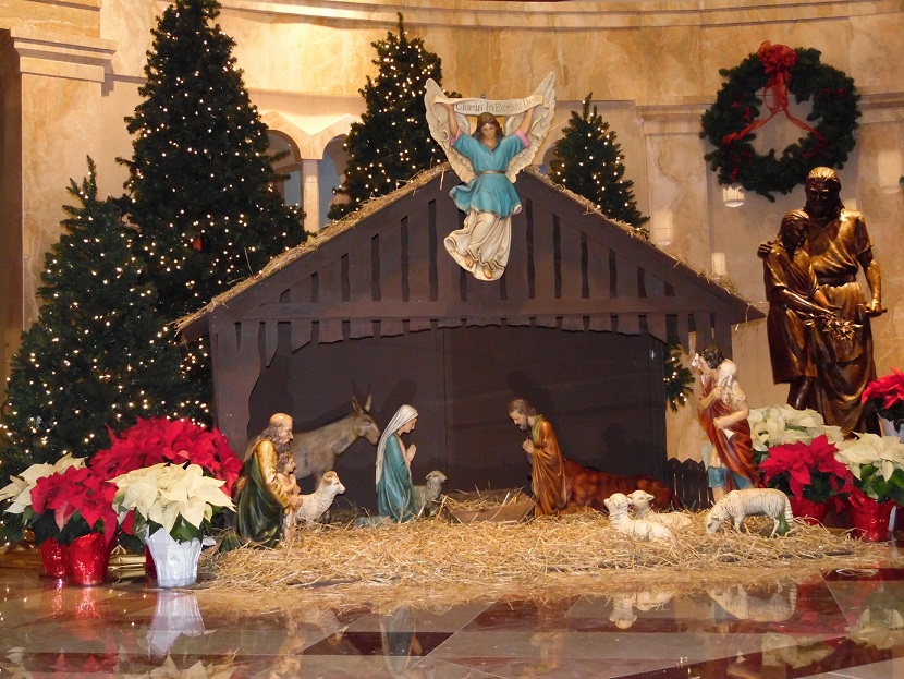 Nativity scene on altar