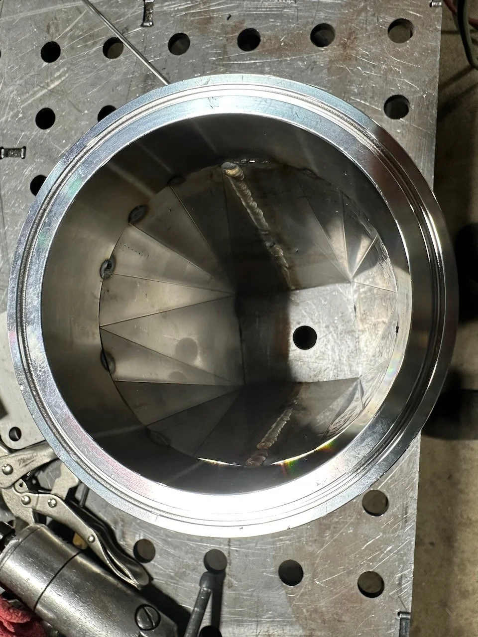   Machined stainless component — interior detail  &nbsp; &nbsp; 