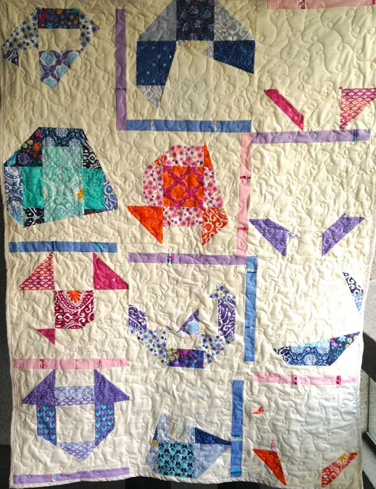 Semi-improv nine patch by Teresa Downunder.