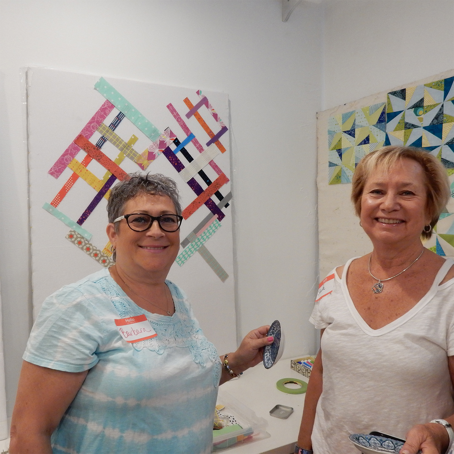 Barbara and Sheila designed a quilt using some strings and strip pieces.