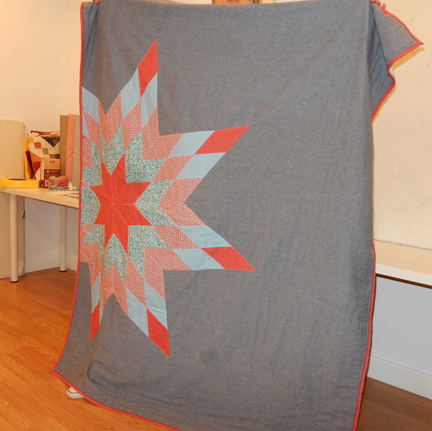 Allison showed her lone star quilt, which was a great example of a modern quilt with expansive negative space.