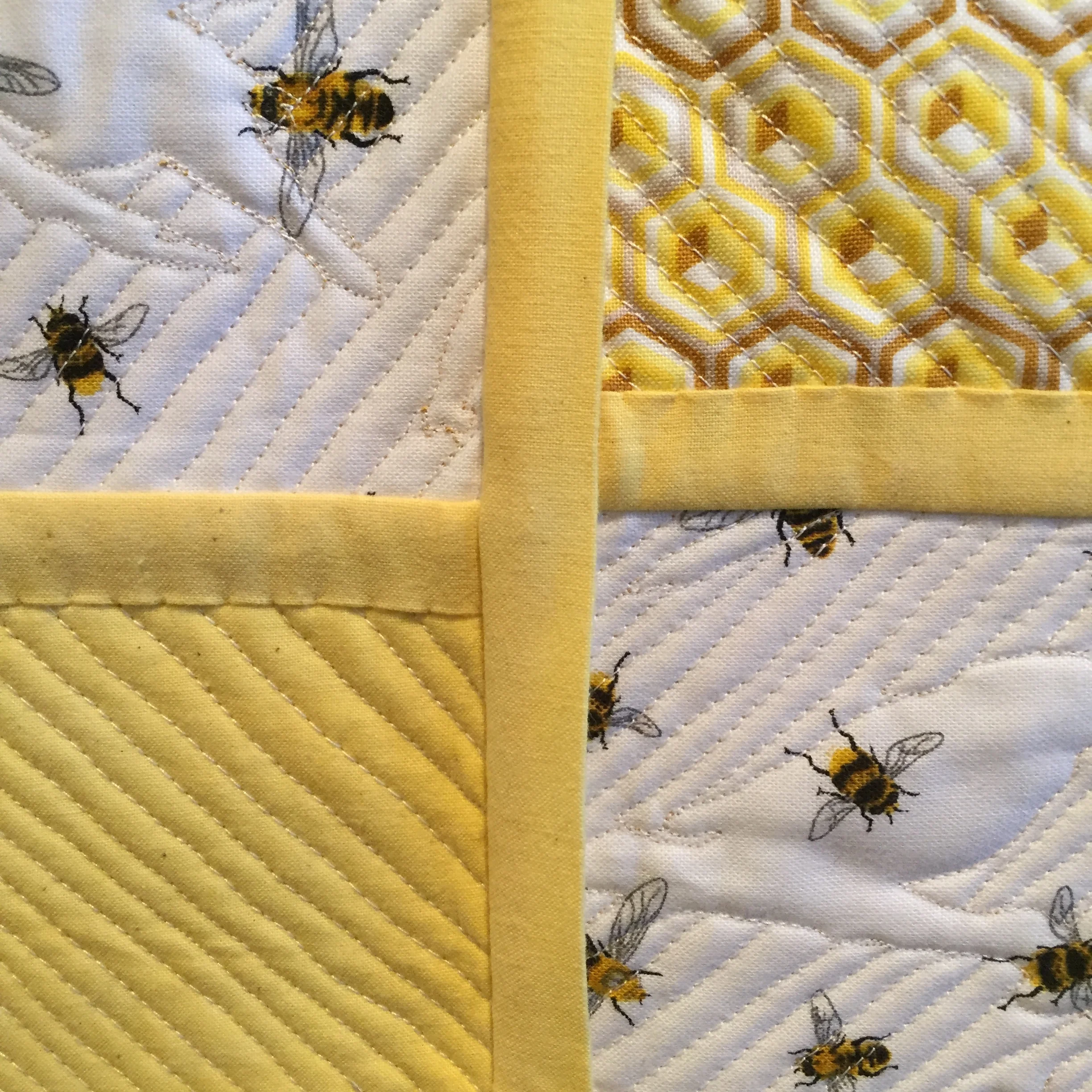 Back of Quilt As You Go with four blocks joined.