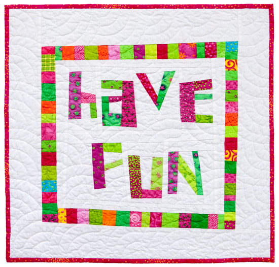 "Have Fun", 22" x 22", 2009, designed, made and hand quilted in free hand fans by Tonya Ricucci.