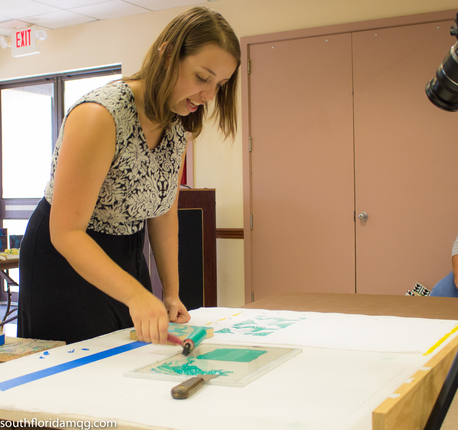 IS Projects fabric block printing demonstration, mixing the ink