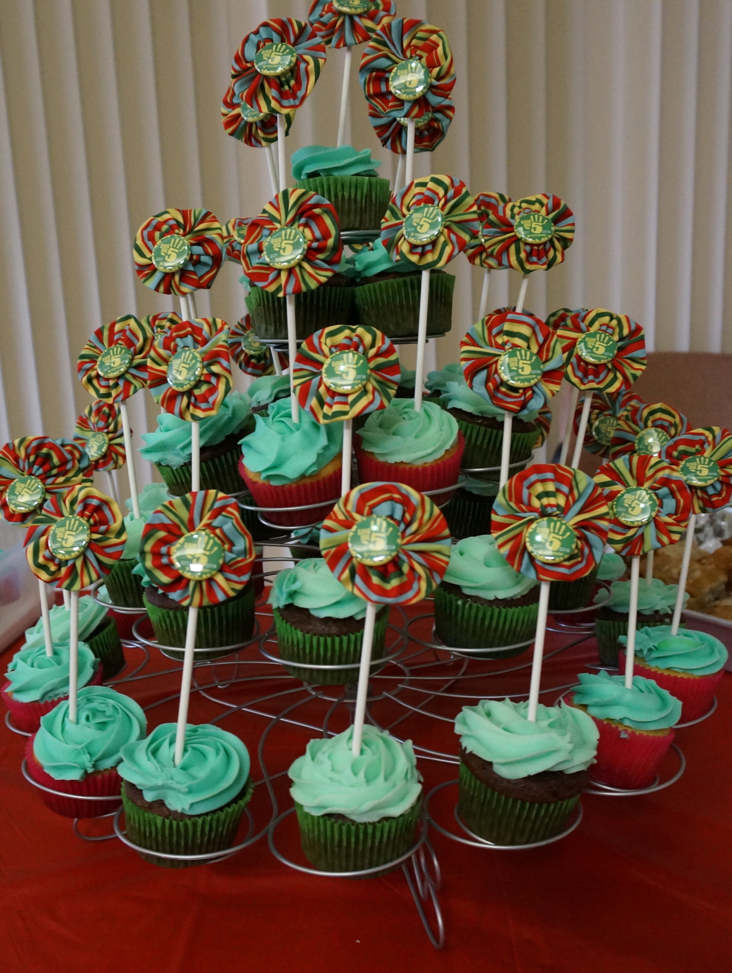 Tower of celebration cupcakes