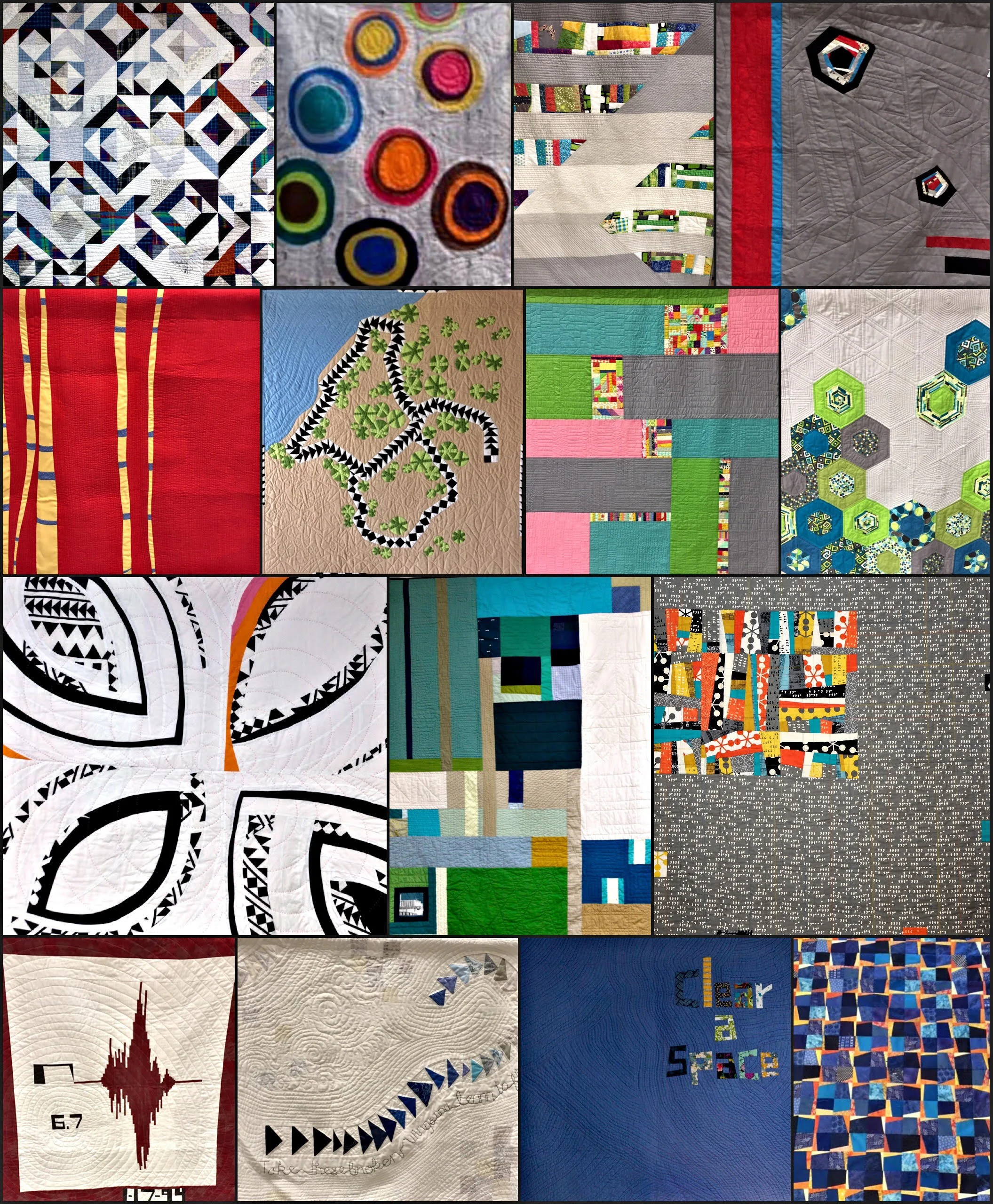 Just a few of the 33 amazing quilts in the exhibit.