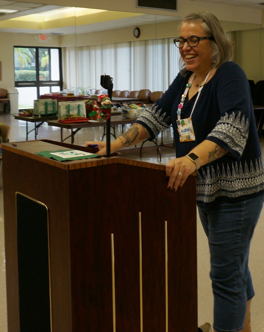 President Allison Schnackenberg presides over her last meeting