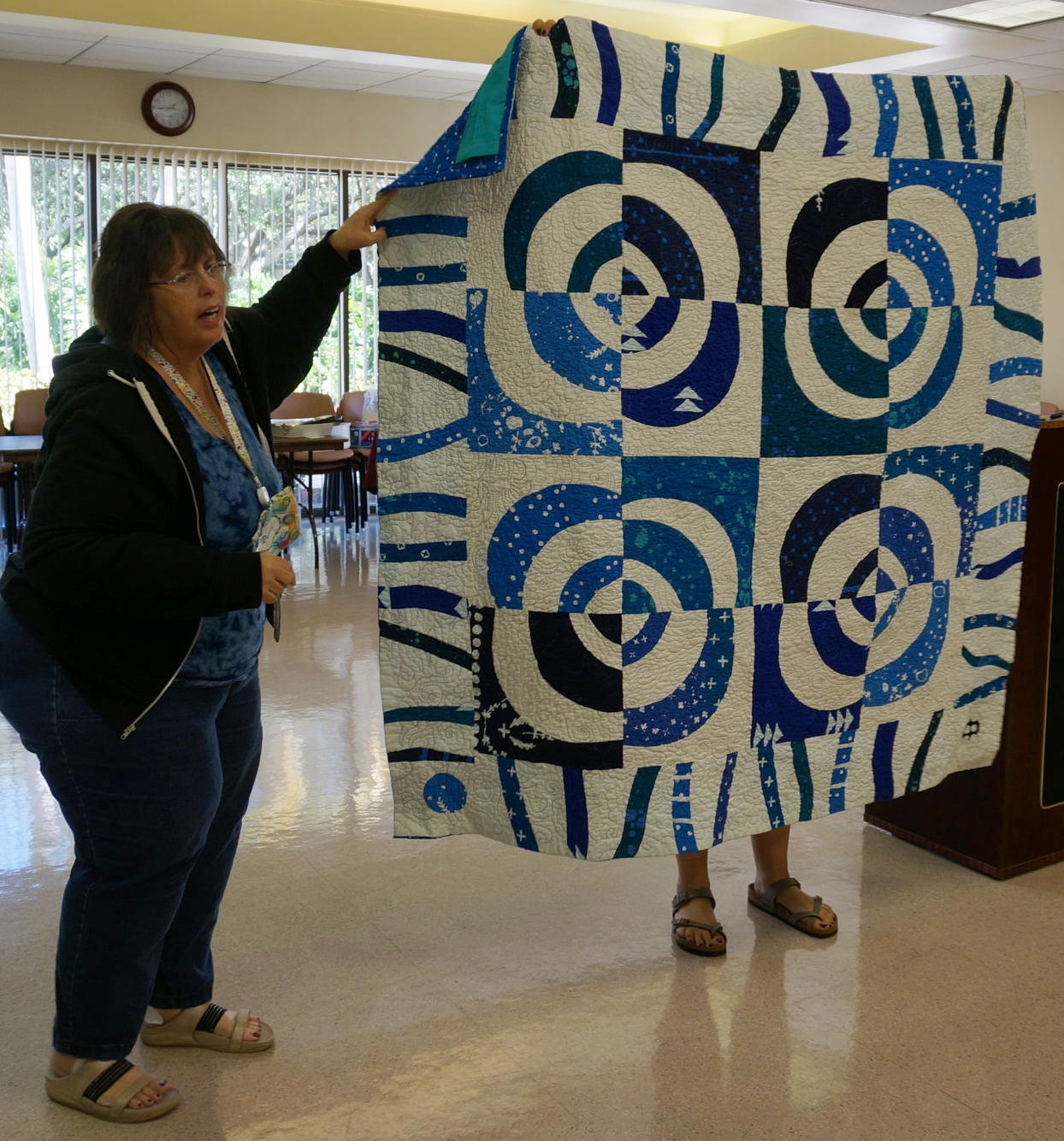 Patti Auten and her quilt which has been juried into World Quilt Florida in Orlando in January.