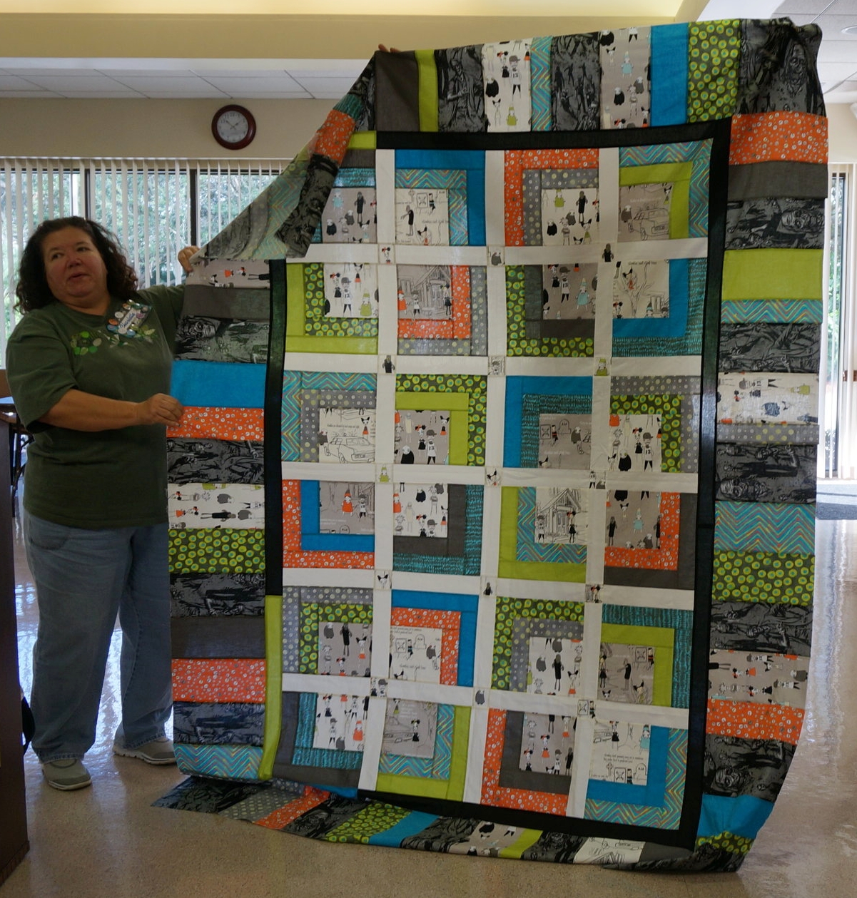 Charlotte Noll made a zombie quilt as a gift