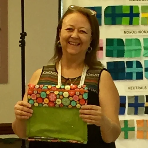  Debby S showing off Zippy See-Thru Project Pouch for September Swap 