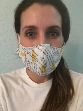 QAL gift - face mask modeled by Patti's daughter