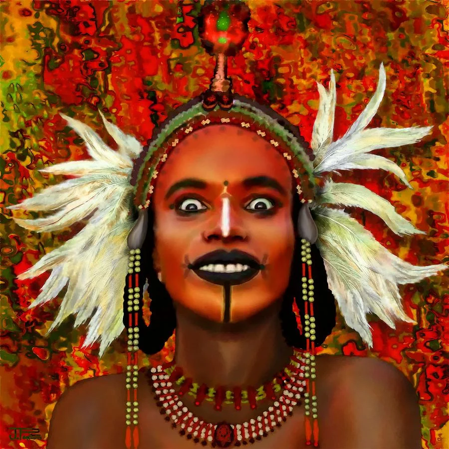 Art inspired by a Wodaabe Bororo man 