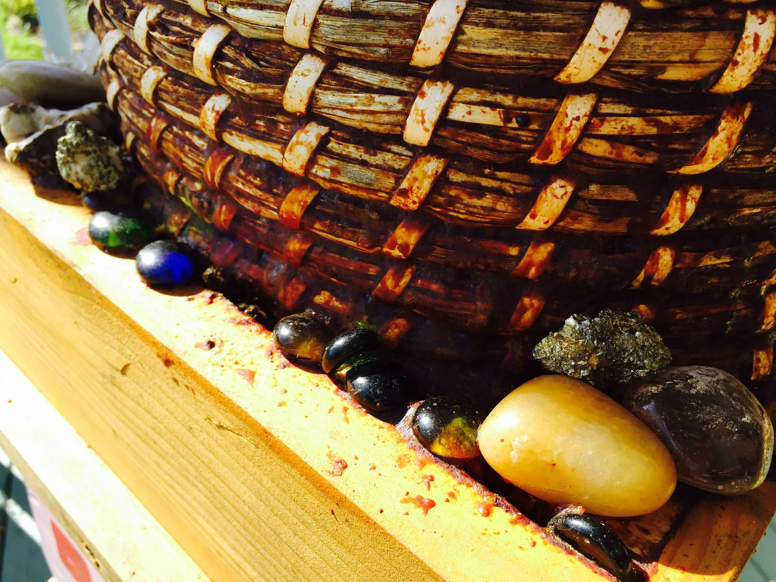 Rocks glued down by bees with the use of propolis