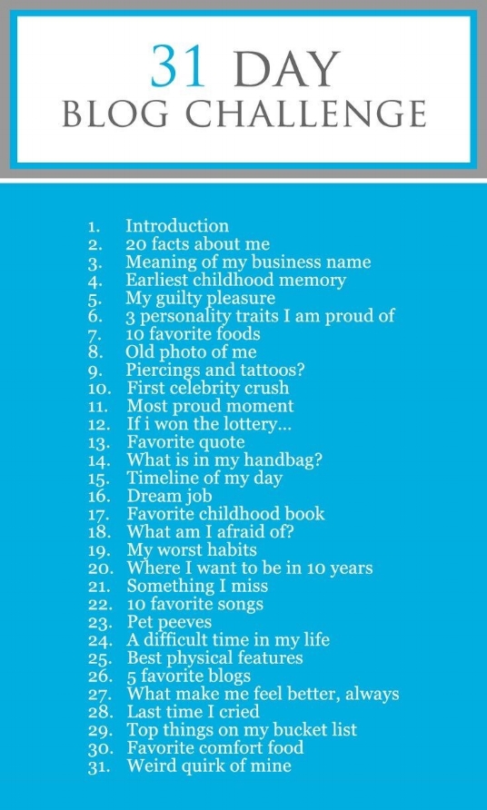 31 Day Blog Challenge - Day One