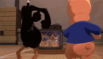 Daffy Duck and Porky Pig shakin' it to get fit.