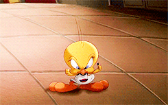 Tweety Bird delivering a tiny but strong game face.