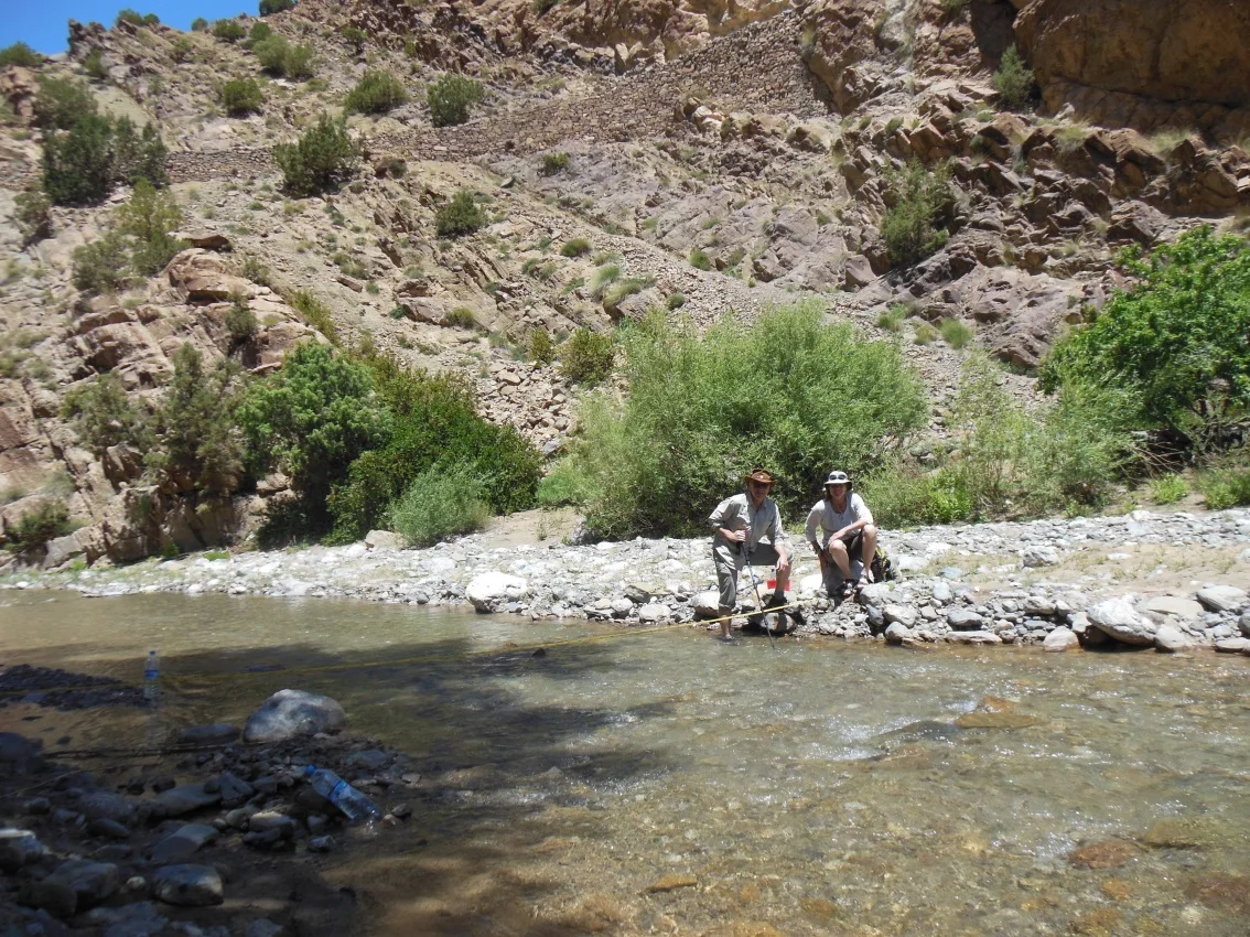 Tom and Leigh at gauging section upstream of main Ahansal River Spring.