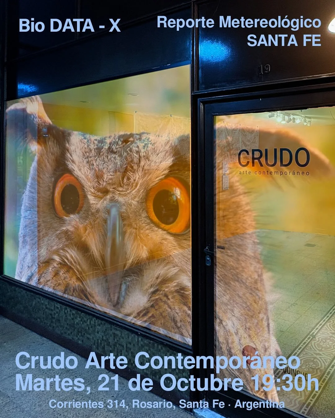 Para cerrar esta maravillosa experiencia en Argentina, el pr&oacute;ximo Martes 21 de Octubre har&eacute; un concierto especial de Bio DATA-X en la Galer&iacute;a @crudo.artecontemporaneo 
Una nueva pieza: &ldquo;Reporte Metereol&oacute;gico - Santa 