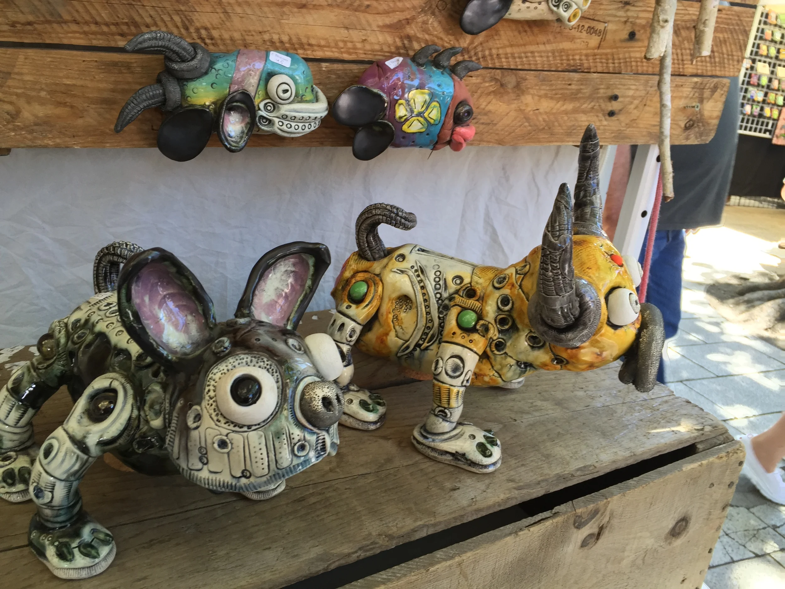 Chris Paulsen's booth ( 3sevens Pottery ) at Saturday Market. I love his work.