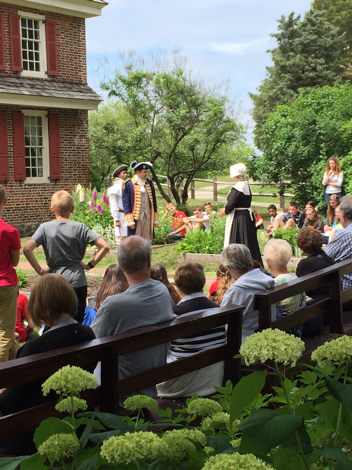 Actors performing in the herb garden behind the James & Ann Whitall House, National Park, NJ.