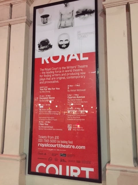 A marquee outside the Royal Court Theatre in Sloane Square.