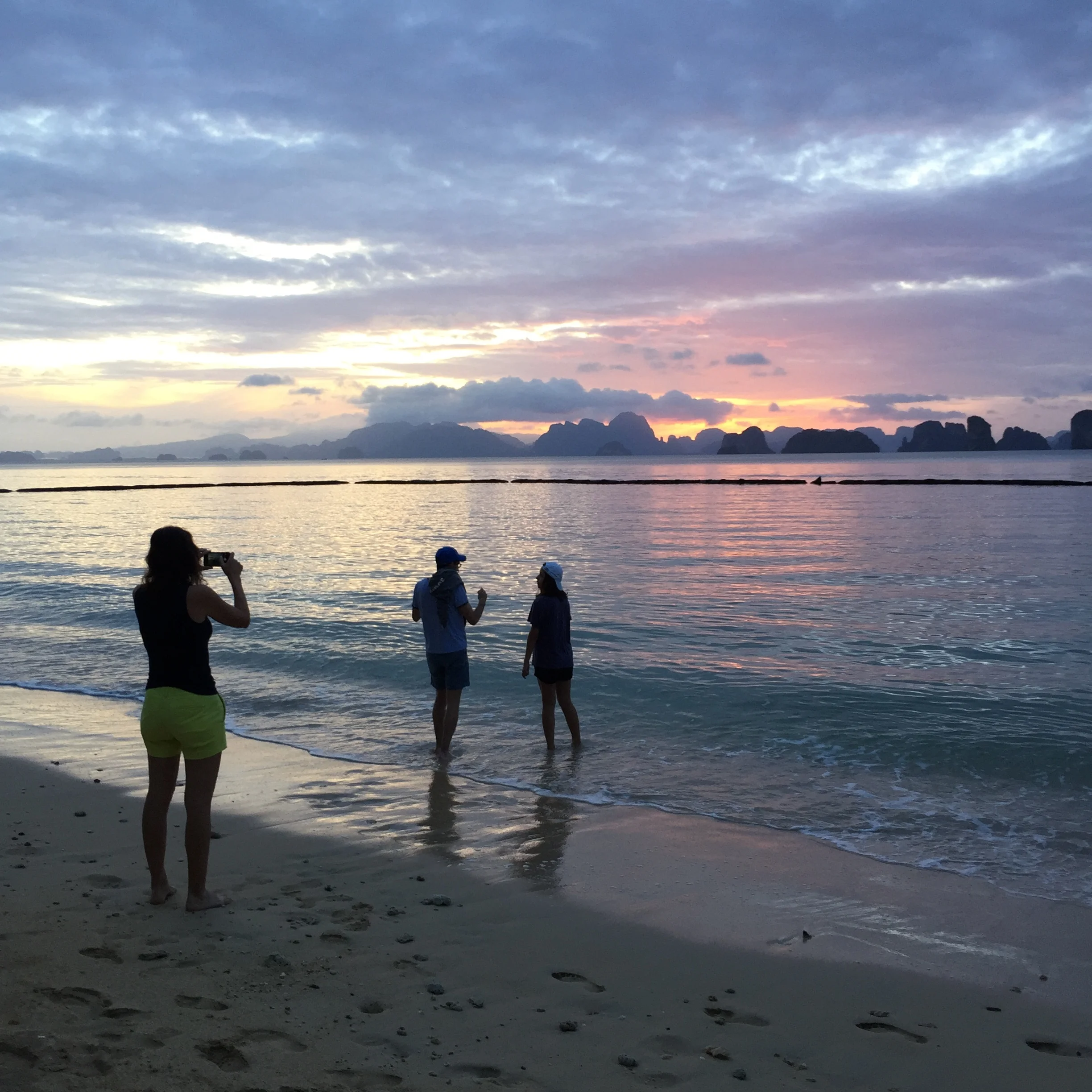 Sunrise on the beach at Koh Yao Noi in Thailand.