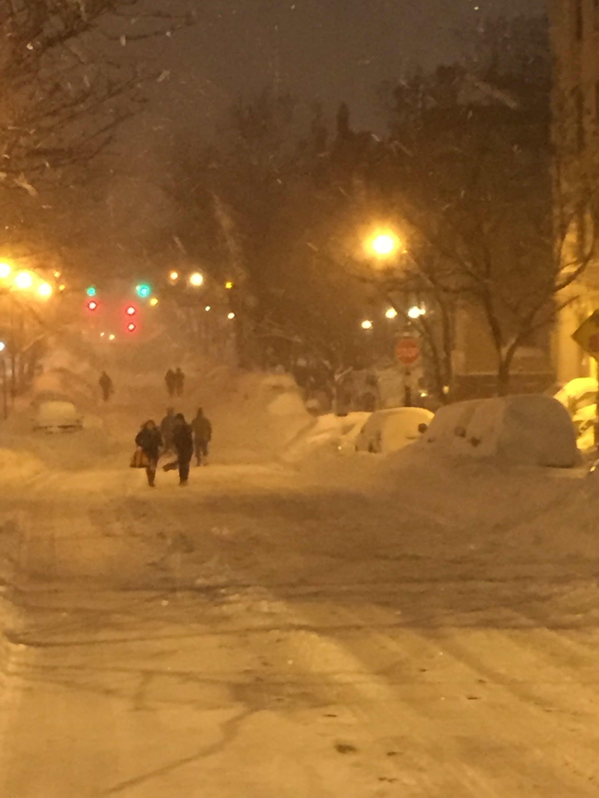Evening of Saturday, January 23, 2016. Convent Avenue looking north from 145th Street in Manhattan.