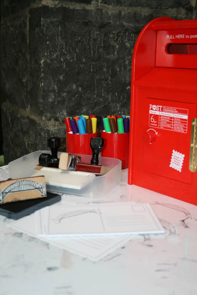 Make and post your own postcards, 'Are we there yet?' in Play Pod for State Library Victoria.
