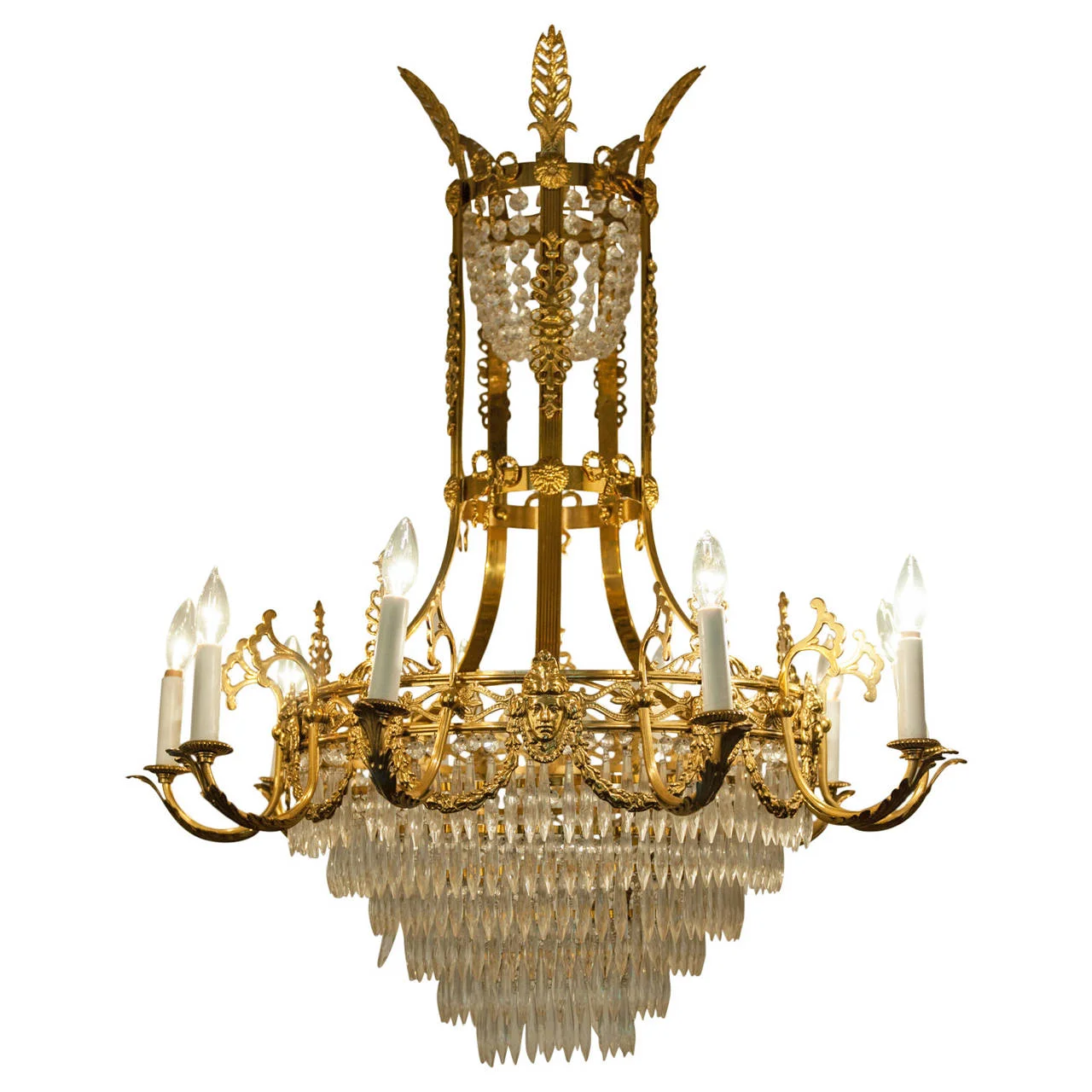Vintage Ten-Arm French Cut Crystal Chandelier