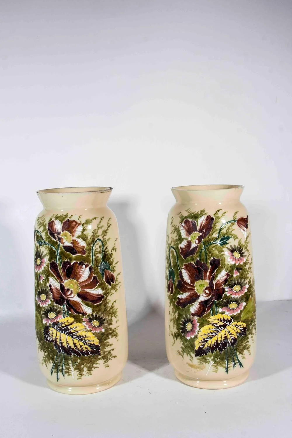 Antique Pair Of Large Hand Painted Decorative Bristol Glass Vase La Maison Supreme Ltd