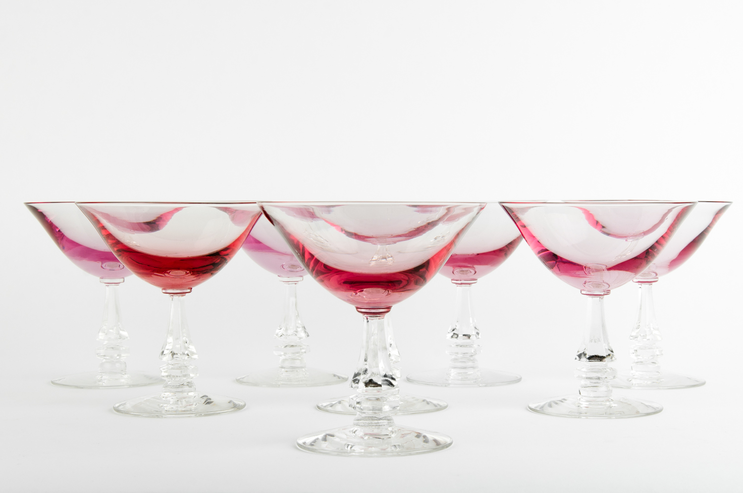 Set 8 Etched Crystal Red / Wine Glasses. — La Maison Supreme Ltd.