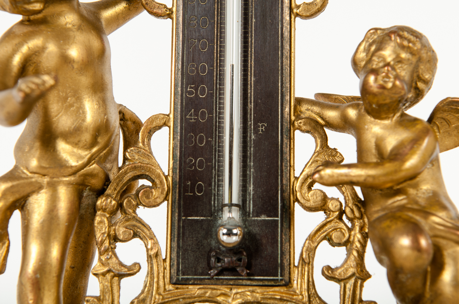 Vintage French Wine Thermometer with brass/metal top/handle / Fleur de lis