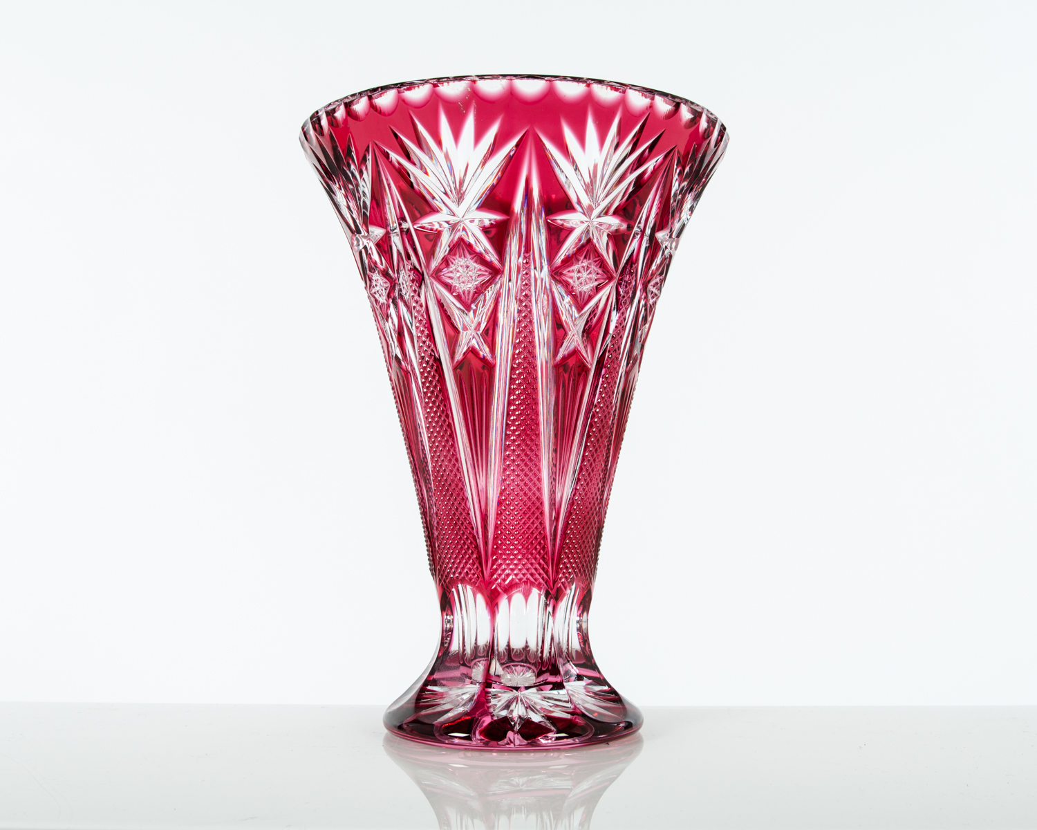 Vintage Cranberry crystal cut vase — La Maison Supreme Ltd.