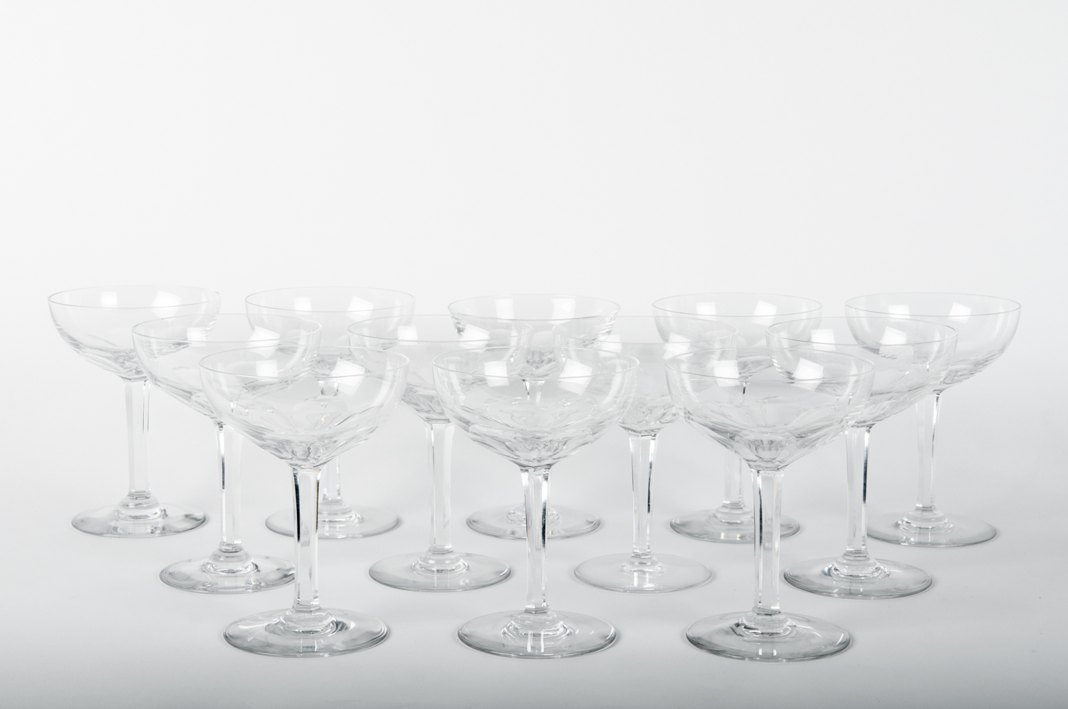 Set Of 12 Vintage Baccarat Crystal Champagne Coupes — La Maison Supreme Ltd.