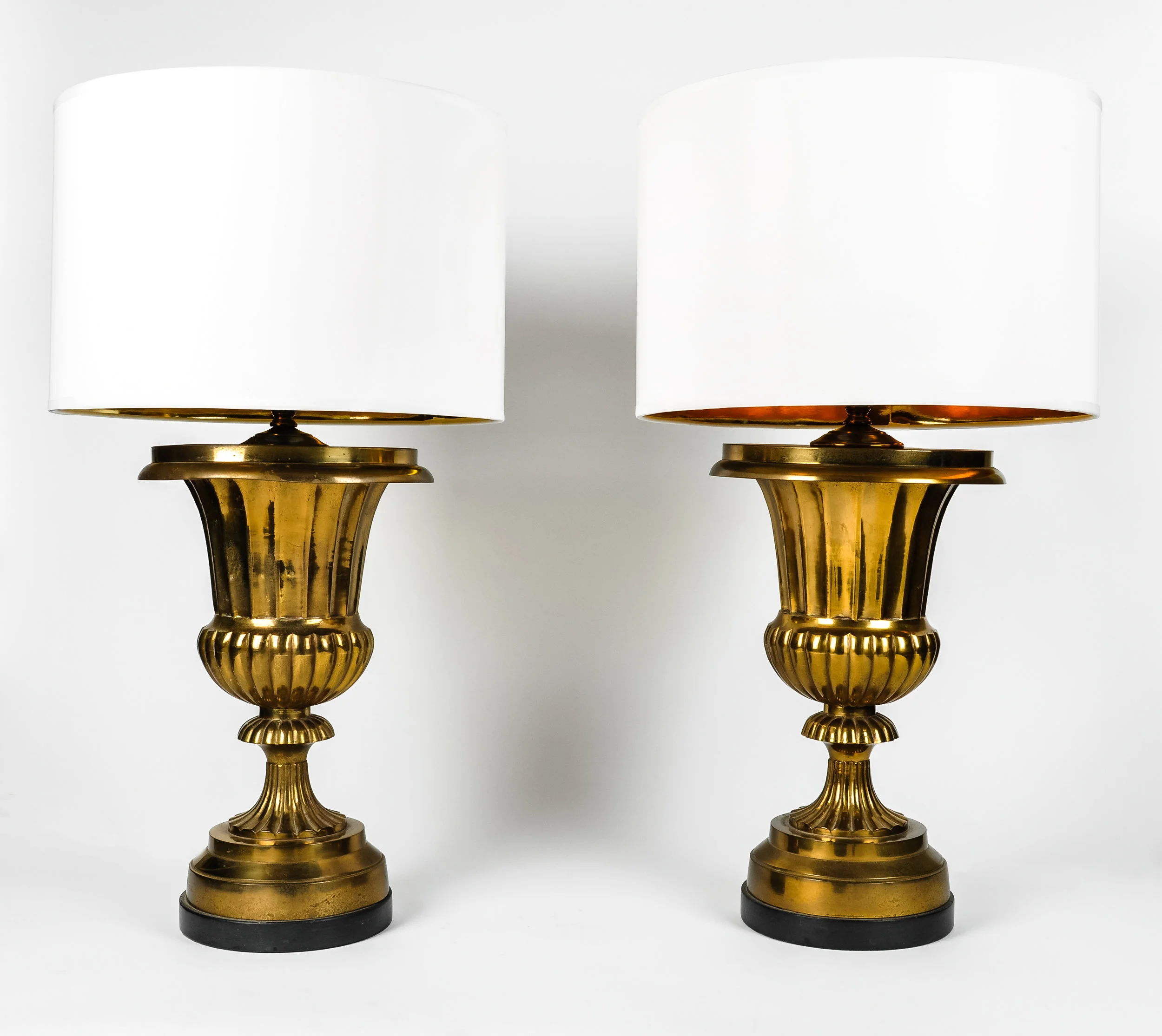 Vintage Pair Of Solid Brass Task Or Table Lamps