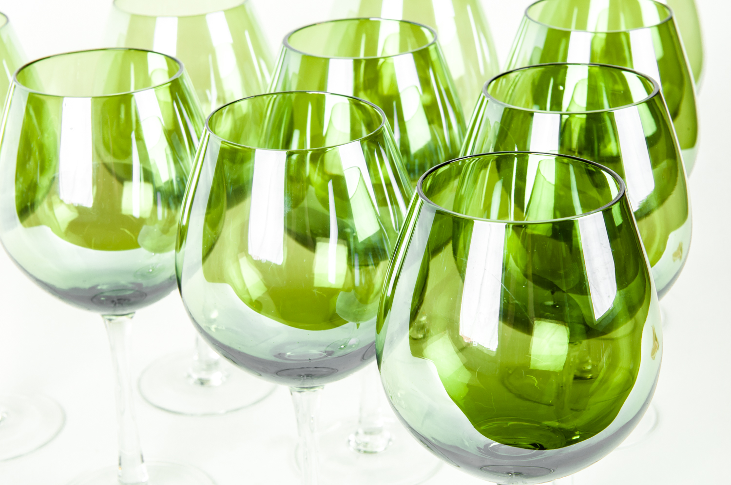 Vintage Set 10 Green Crystal Wine Glasses . — La Maison Supreme Ltd.