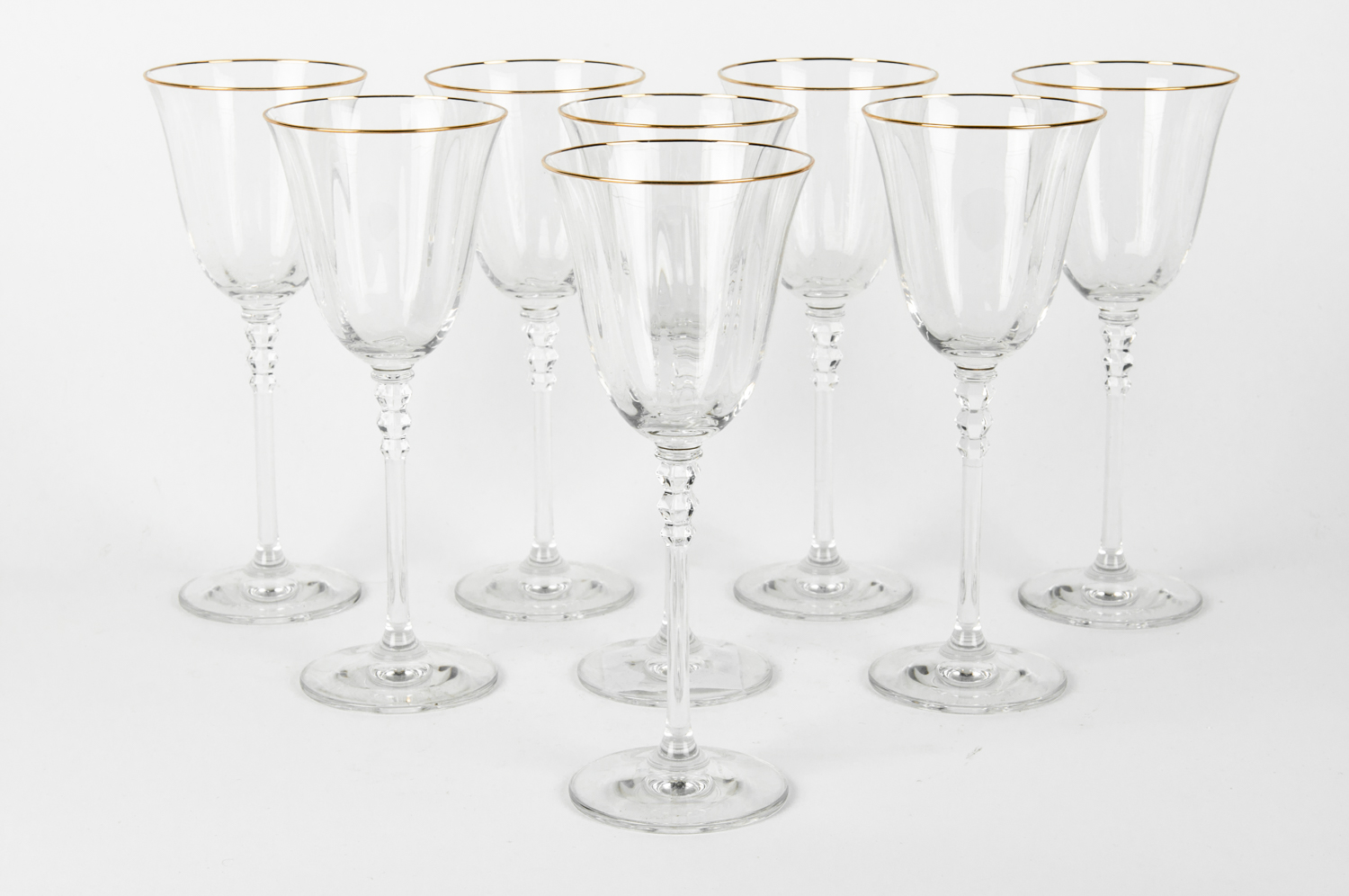 Set of 8 Vintage Crystal Champagne/Flutes with Gold Trim — La Maison Supreme  Ltd.